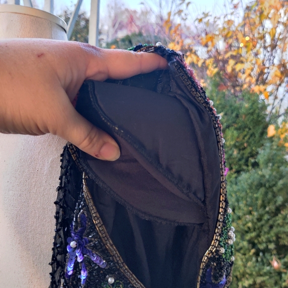 Size XS/S/M Fully beaded 80s formal evening-wear top - Picture 9 of 11